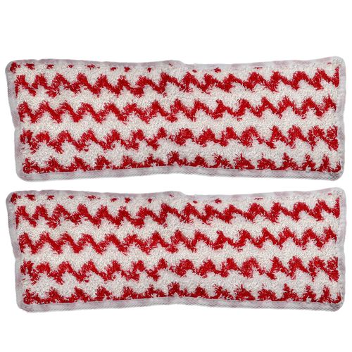 vhbw 2x Housses de rechange compatible avec Vileda Steam XXL nettoyeur à vapeur, balai vapeur - microfibre, blanc / rouge