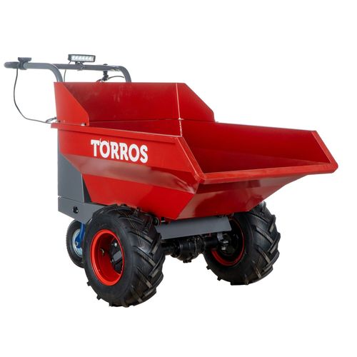 Mini dumper électrique 220l 400kg 3 roues benne basculante avec batterie lithium 48V / 15Ah Torros MED400