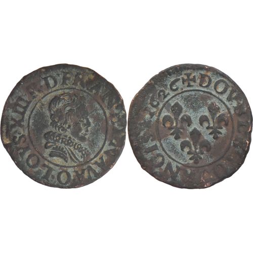France - 1626 - Double Tournois - Riom (O) - Louis Xiii - Cgkl#426 - 09-035|Fs02c4