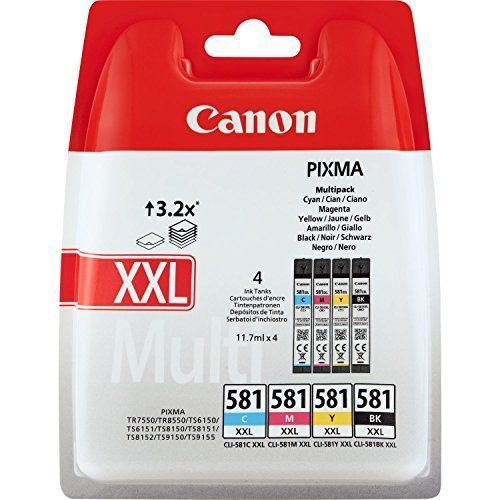 Canon CLI-581XXL - Pack de 4 cartouches d'encre haute capacité - noir, cyan, magenta, jaune (CLI-581 XXL)