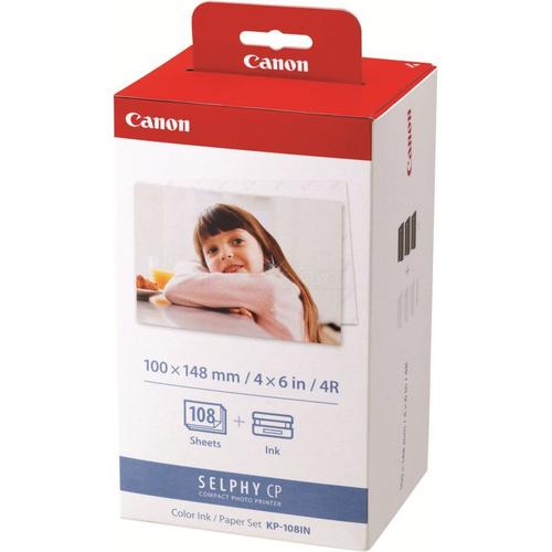 Canon KP108IN - Pack cartouche d'encre + Papier photo 10x15 - couleur (cyan, magenta, jaune) pour Selphy CP