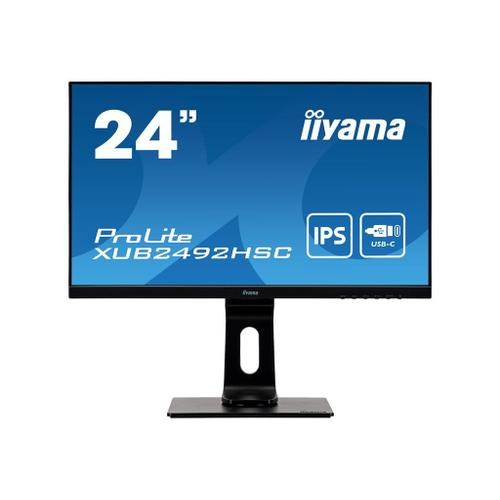 iiyama ProLite XUB2492HSC-B1 - Écran LED - 24" (23.8" visualisable) - 1920 x 1080 Full HD (1080p) @ 75 Hz - IPS - 250 cd/m² - 1000:1 - 4 ms - HDMI, DisplayPort, USB-C - haut-parleurs - noir