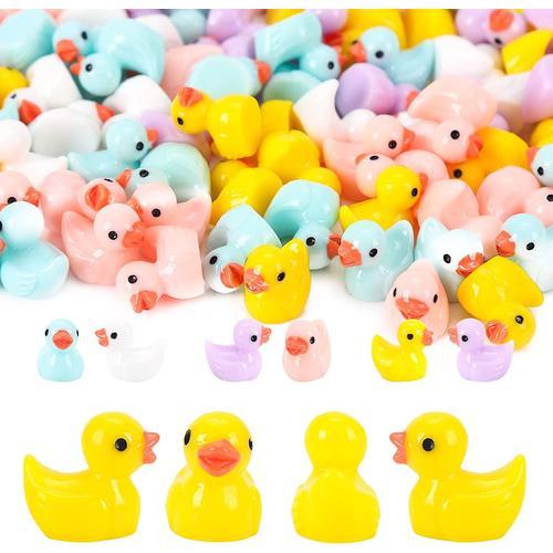 Lot De 100 Mini Canards En Résine - 5 Couleurs - Décoration De Jardin - Mini Canards - Jouets De Bain Pour Enfants Cadeau