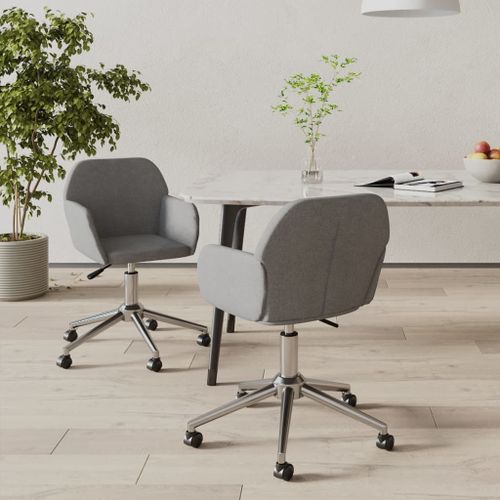 Vidaxl Chaises Pivotantes De Salle À Manger 2 Pcs Gris Clair Tissu