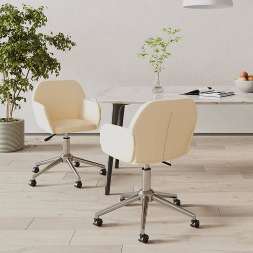 Vidaxl Chaises Pivotantes De Salle À Manger 2 Pcs Crème Tissu