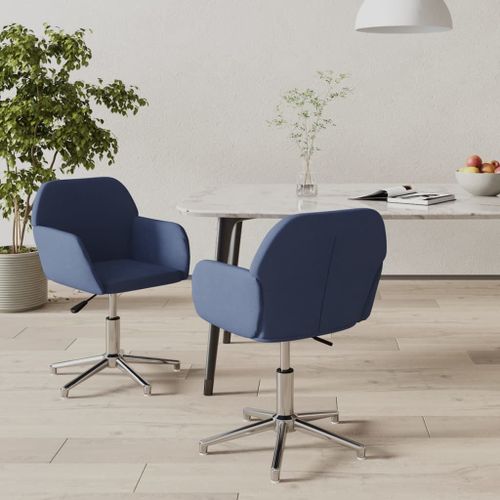 Vidaxl Chaises Pivotantes De Salle À Manger 2 Pcs Bleu Tissu