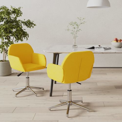 Vidaxl Chaises Pivotantes De Salle À Manger 2 Pcs Jaune Moutarde Tissu