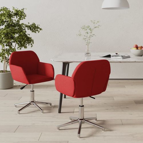 Vidaxl Chaises Pivotantes De Salle À Manger 2 Pcs Rouge Bordeaux Tissu