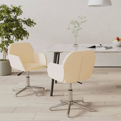 Vidaxl Chaises Pivotantes De Salle À Manger 2 Pcs Crème Tissu