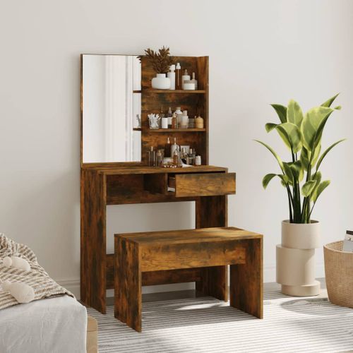 Vidaxl Ensemble De Coiffeuse Chêne Fumé 74,5x40x141 Cm
