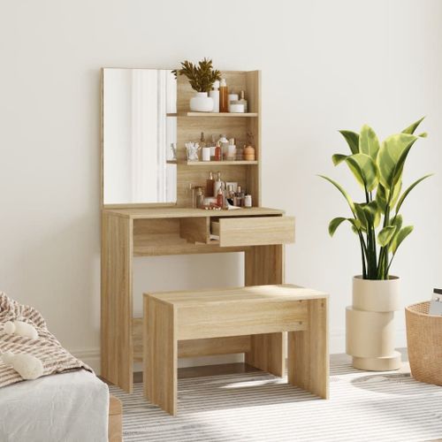 Vidaxl Ensemble De Coiffeuse Chêne Sonoma 74,5x40x141 Cm