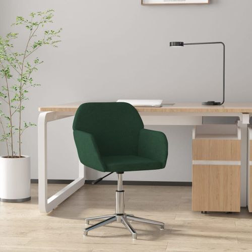 Vidaxl Chaise Pivotante De Bureau Vert Foncé Tissu