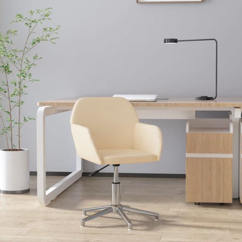 Vidaxl Chaise Pivotante De Bureau Crème Tissu