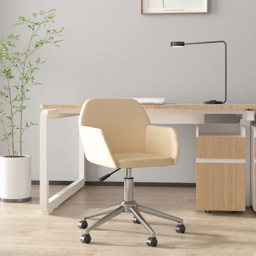 Vidaxl Chaise Pivotante De Bureau Crème Tissu
