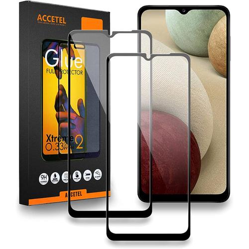 Protecteur D'écran Verre Trempé Compatible Avec Samsung Galaxy A12 6.5 Pouces Couverture Complète Full Cover Protection Film Ecran Colle Adhésive Plein Full Glue 9h Dureté Ultra Hd Noir 2-Pack