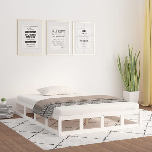 Vidaxl Cadre De Lit Sans Matelas Blanc 180x200 Cm Bois Massif