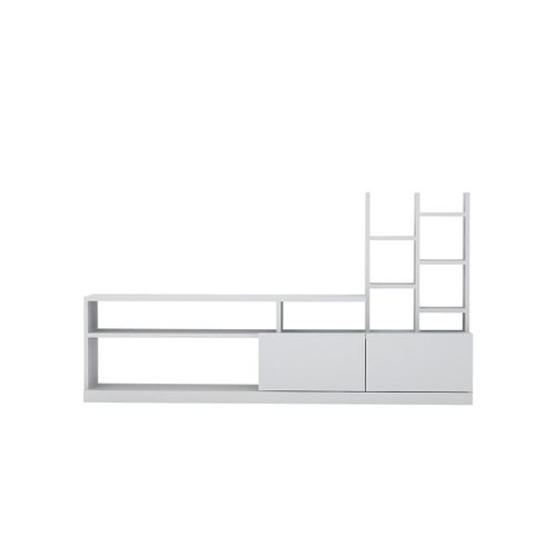 Mur Tv Avec Rangements - Coloris : Blanc - Fidana
