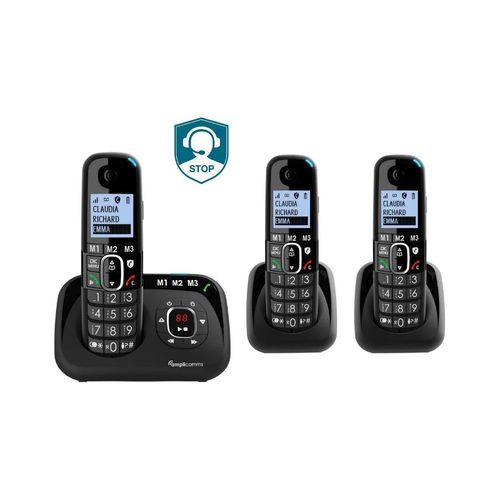 Téléphone sans fil AMPLICOMMS Amplicomms - Trio téléphone fixe senior