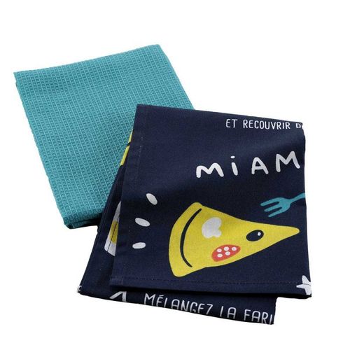 Lot De 2 Torchons Enfant "Mini Chef Ii" 50x70cm Bleu