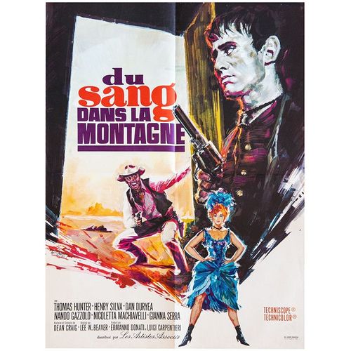 Du Sang Dans La Montagne/Un Fiume Di Dollari - Véritable Affiche De Cinéma Pliée -Format 60x80 Cm -De Carlo Lizzani Avec Thomas Hunter, Henry Silva Et Nicoletta Machiavelli - 1967