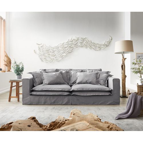 Grand-Canapé Noelia Gris 240x140 Cm Avec Coussins Canapé À Enfiler