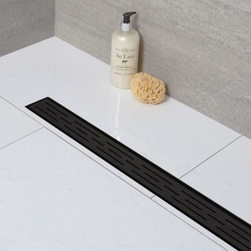 Caniveau de douche linéaire - Acier inoxydable - Noir - 60 cm - avec grille