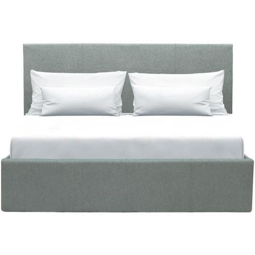 Lit Coffre Adulte Martin - Couchage 140x190 Cm - Gris Clair - Sommier A Lattes - L 201 X P 146 X H 99 Cm