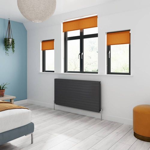 Convecteur horizontal design  ? Anthracite ? 60 cm x 140 cm ? Double panneaux ? Stelrad Vita Deco K2 par Hudson Reed