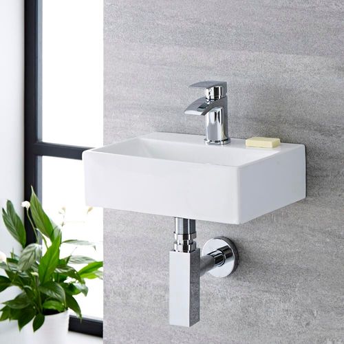 Lave-Main Suspendu Moderne ? Blanc ? 36 Cm X 25 Cm (1 Trou) - Sandford