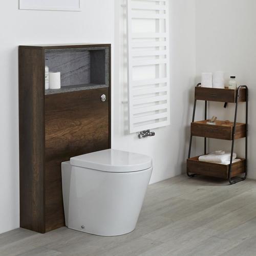 Meuble Wc Avec Niche Ouverte ? Effet Chêne Foncé ? 60 Cm - Hoxton