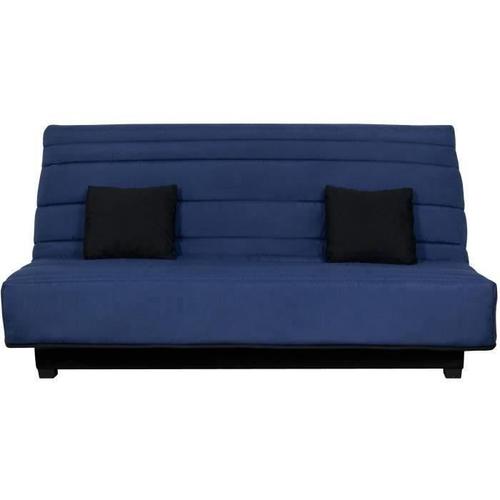 Dunlopillo Banquette Clic Clac- Tissu Marine + 2 Coussins Noir - L 194 X P 98 X H 102 Cm - Made In France - Alex