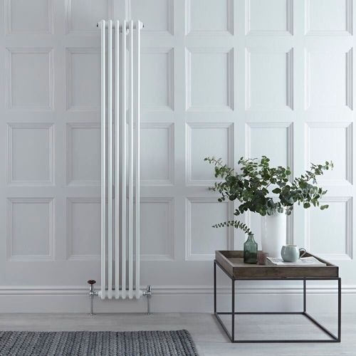 Radiateur style fonte vertical ? Blanc ? 180 cm x 29 cm ? Double rangs ? Windsor