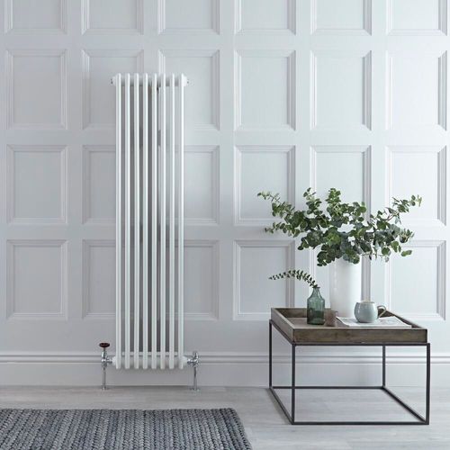 Radiateur style fonte vertical ? Blanc ? 150 cm x 38 cm ? Triple rangs ? Windsor