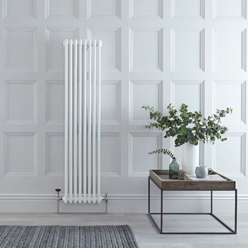 Radiateur style fonte vertical ? Blanc ? 150 cm x 38 cm ? Double rangs ? Windsor