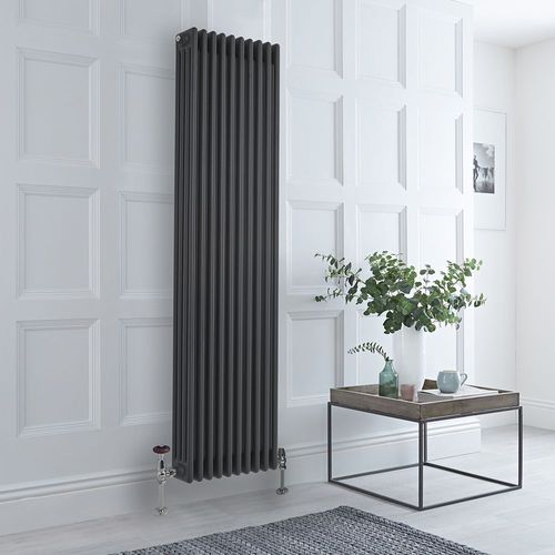 Radiateur style fonte vertical ? Anthracite ? 180 cm x 47 cm ? Quatre rangs ? Windsor