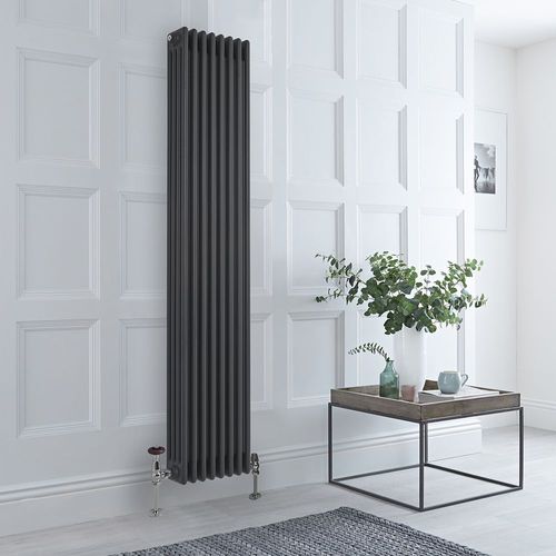 Radiateur style fonte vertical ? Anthracite ? 180 cm x 38 cm ? Quatre rangs ? Windsor