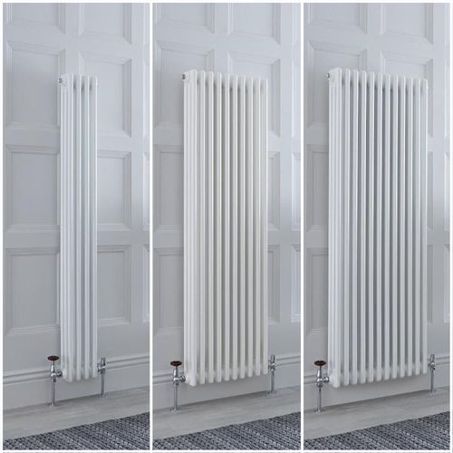 Radiateur style fonte rétro vertical ? Blanc - Triple rang ? Choix de tailles - Windsor