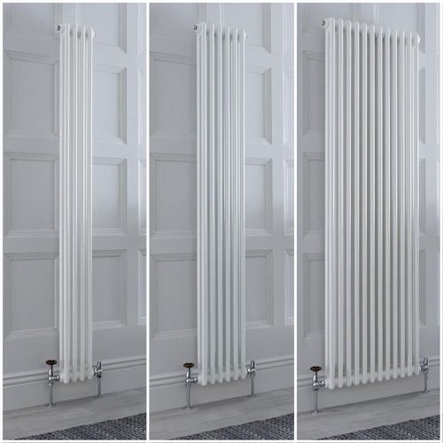 Radiateur style fonte rétro vertical ? Blanc - Double rang ? Choix de tailles et de pieds - Windsor