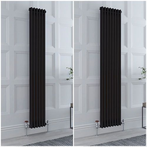 Radiateur style fonte rétro vertical ? 180 cm - Noir - Double rang ? Choix de tailles et de pieds - Windsor