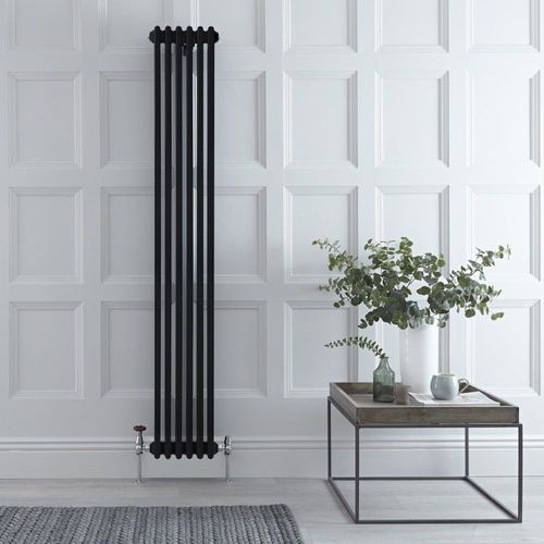 Radiateur vertical style fonte rétro ? 180 cm x 29 cm ? Noir ? Triple rang ? Windsor