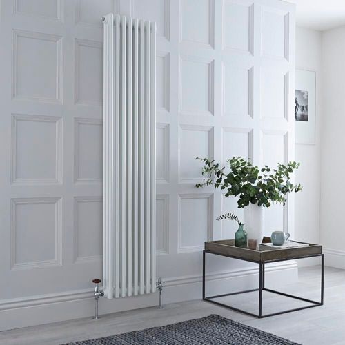 Radiateur vertical style fonte ? Blanc ? 180 cm x 38 cm ? Triple rangs ? Windsor