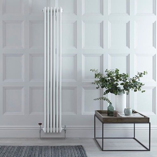 Radiateur vertical style fonte ? Blanc ? 180 cm x 29 cm ? Quatre rangs ? Windsor