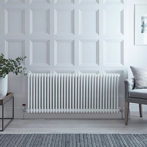 Radiateur vertical style fonte ? 60 cm x 150,5 cm ? Blanc ? Double rangs ? Windsor