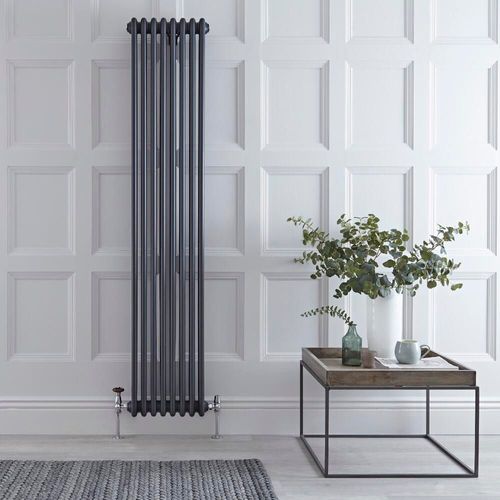 Radiateur vertical style fonte ? 180 cm x 38 cm ? Anthracite ? Triple rangs ? Windsor