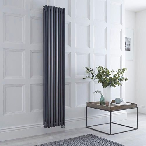 Radiateur électrique vertical style fonte triple rang ? Anthracite ? 180 cm x 38 cm - Windsor