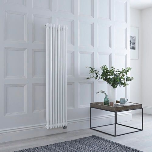Radiateur électrique vertical style fonte double rang ? Blanc ? 150 cm x 38 cm - Windsor