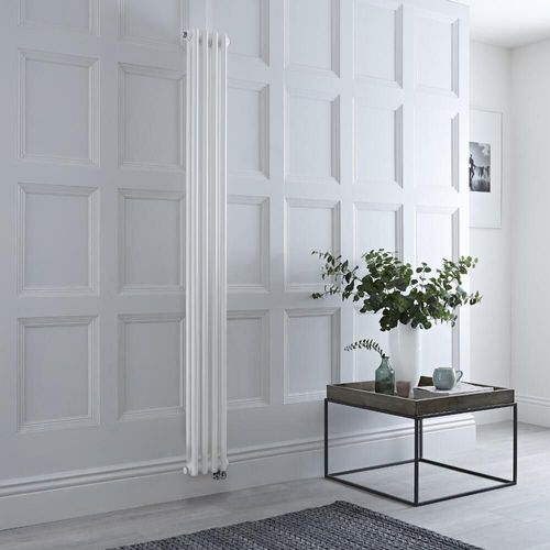 Radiateur électrique vertical style fonte double rang ? Blanc ? 150 cm x 20 cm - Windsor