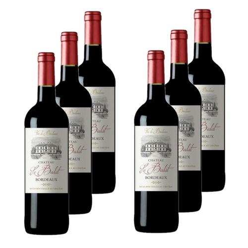 Lot 6x Vin Rouge Bordeaux Le Bedat Aoc / Hve - Bouteille 750ml