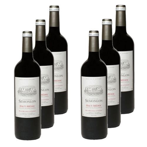 Lot 6x Vin Rouge Haut Médoc Aoc - Bouteille 750ml