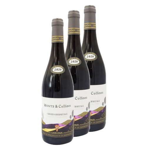 Lot 3x Vin Rouge Crozes Hermitage Monts Et Collines - Bouteille 750ml